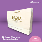 PAQUETE X 100 BOLSAS PERSONALIZADAS EN PAPEL BLANCO